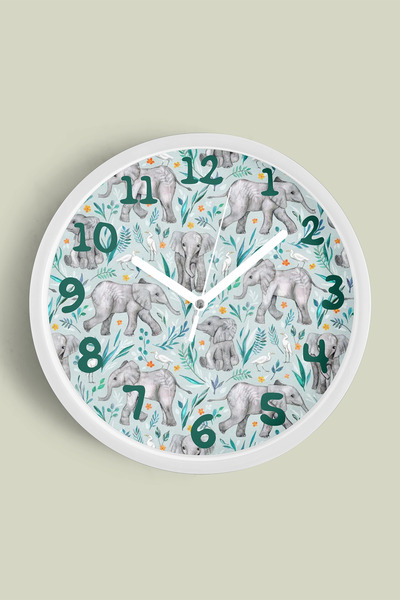 JHAAR Ceas de perete modern pentru camera copiilor cu tematică elefant drăguț...