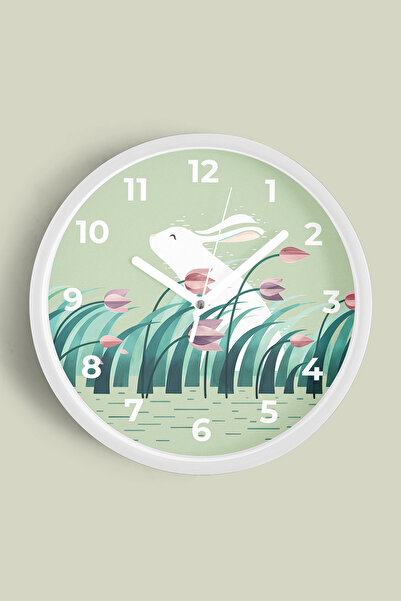 JHAAR Ceas de perete modern pentru camera copiilor cu iepuraș drăguț - 30 cm ...