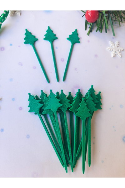 Atolye Doruk Pine Tree Christmas Cupcake Toothpick-New Year Table Decoration Ornament-Pine Tree Cake Toothpick, Cocktail Stick