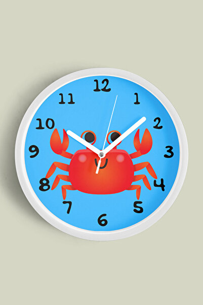 JHAAR Ceas de perete pentru camera copiilor cu ilustrație cu crab drăguț - 25...