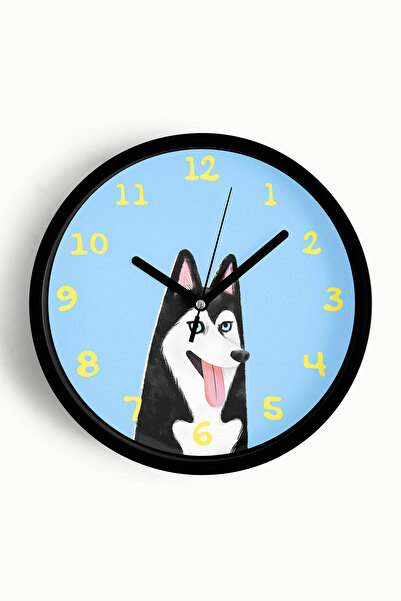 JHAAR Ceas de perete modern cu ilustrație câine husky - Ceas de perete pentru...
