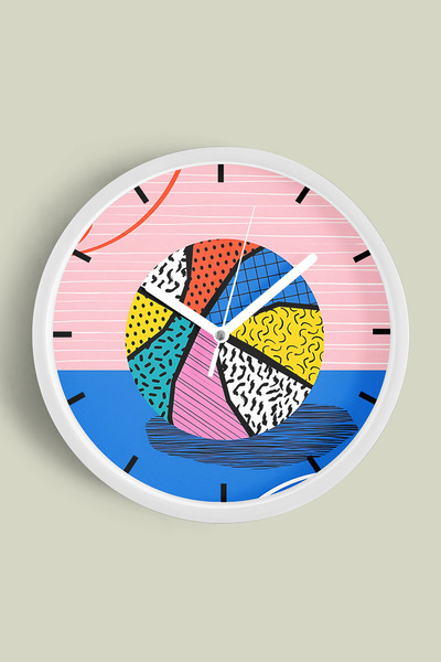 JHAAR Ceas de perete modern cu design abstract de minge de baschet colorată -...