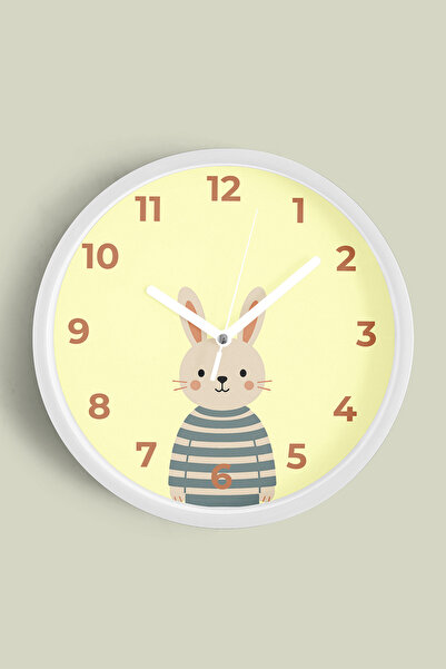 JHAAR Ceas de perete pentru camera copiilor cu iepuraș drăguț - 42 cm - Carca...