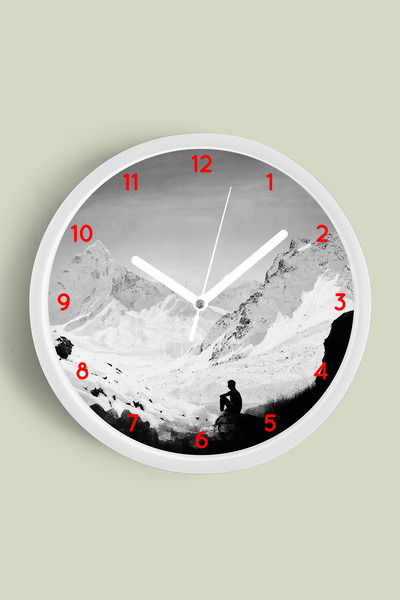 JHAAR Abstract Nature Landscape Themed Modern Wall Clock - 42cm - White Case ...