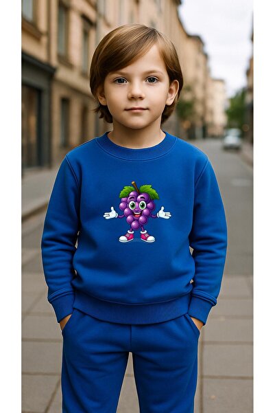 playwear Παιδικό Φούτερ Σετ ΡΟΥΔΟ ΣΤΑΦΥΛΙ με στάμπα για κορίτσια και αγόρια, ...