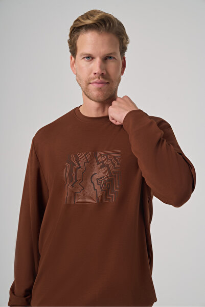 Morven Ανδρικό φούτερ με λαιμόκοψη Tile Trend με τύπωμα