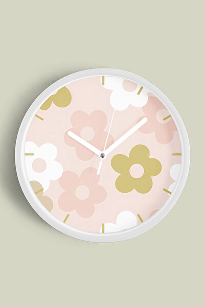 JHAAR Abstract Floral Themed Modern Wall Clock - 42cm - White Case with Glass...