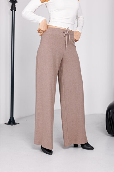 EsSo butik Women's Mink Binding Detailed Thessaloniki Knitwear Palazzo Pants