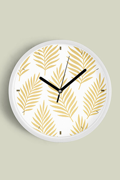 JHAAR Ceas de perete modern boem cu model de frunze - 30 cm - Carcasă albă cu...