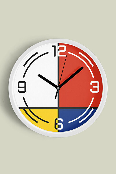 JHAAR ساعة حائط حديثة بتصميم هندسي - 30 سم - هيكل أبيض مع واجهة زجاجية - آلية...