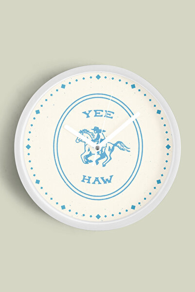 JHAAR Ceas de perete modern cu tematică abstractă de cal și cowboy - 35 cm - ...