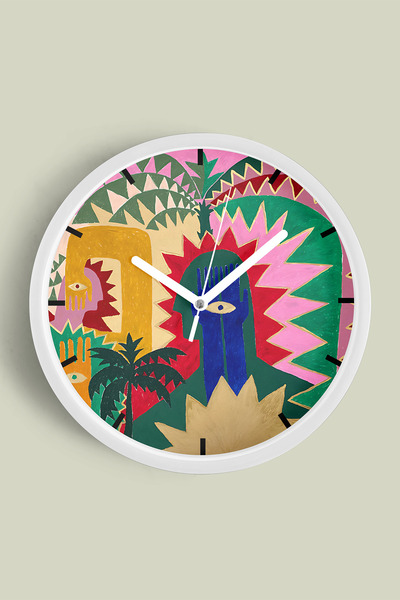 JHAAR ساعة حائط حديثة بتصميم تجريدي - 35 سم - هيكل أبيض مع زجاج أمامي - آلية ...