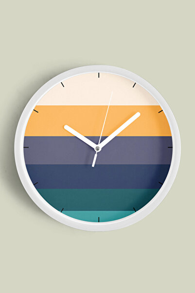 JHAAR Ceas de perete cu design modern, cu dungi colorate - 25 cm - Carcasă al...