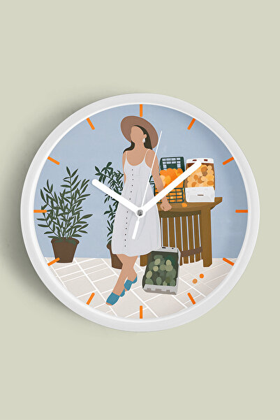 JHAAR Ceas de perete cu design modern - 35 cm - Carcasă albă cu sticlă fronta...