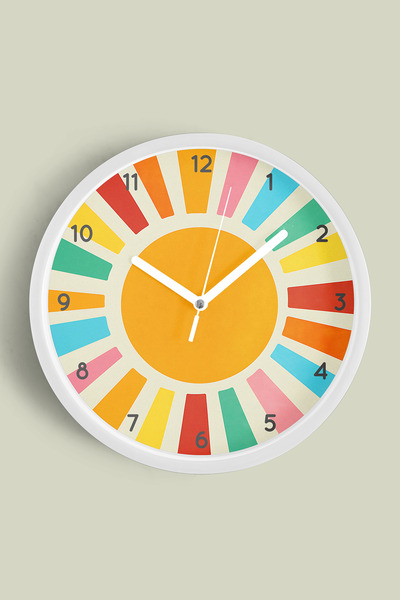 JHAAR Ceas de perete modern retro cu curcubeu și răsărit de soare - 35 cm - C...