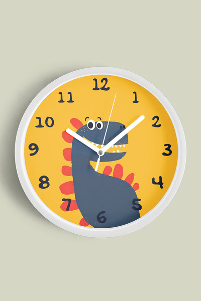 JHAAR Ceas de perete pentru camera copiilor cu ilustrație cu dinozaur drăguț ...