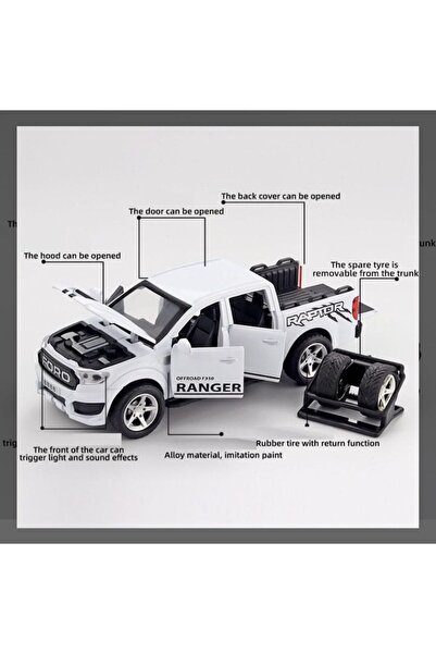 MASHASHOP Metal toy car Ford F350, 1:32 scale, white, 17.5 cm