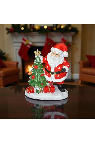 Genel Markalar Küçük Çam Ağaçlı Noel Baba 10 cm Yılbaşı Biblo Yılbaşı Hediyesi Kırmızı Renk