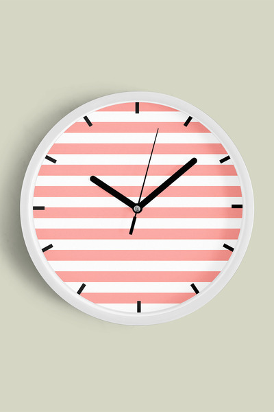 JHAAR Ceas de perete cu design modern și dungi - 25 cm - Carcasă albă cu stic...