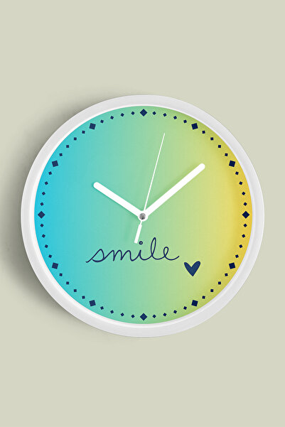 JHAAR Ceas de perete cu design modern, cu inscripția „Smile” - 35 cm - Carcas...