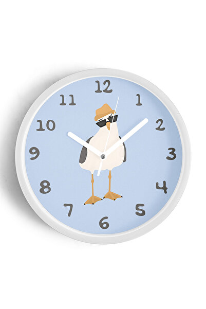JHAAR Ceas de perete pentru camera copiilor Artist Seagull cu ochelari de soa...