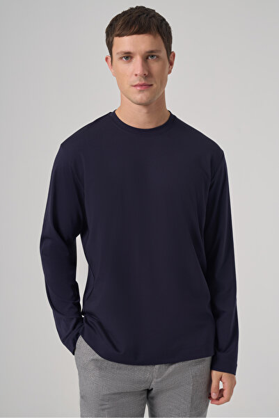Morven Men's Navy Blue Trend Crew Neck Rayon Sweatshirt