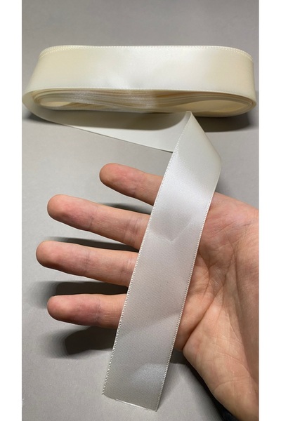 Massaltay Cream Satin Ribbon 3 cm 5 Meters – Shiny Decorative Ribbon, Gift Wrapping, Henna and Hobby Decoration