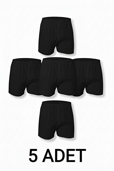 enmodaiçgiyim 5 Pieces Black 100% Cotton Comfortable Cut Men's Long Underwear Boxer