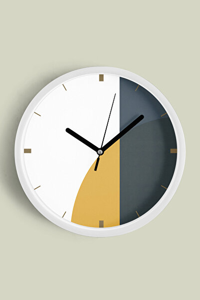 JHAAR Ceas de perete cu design modern - 30 cm - Carcasă albă cu sticlă fronta...