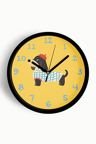 JHAAR ساعة حائط حديثة على شكل كلب من ريسام - ساعة حائط لغرفة الأطفال - 42 سم ...