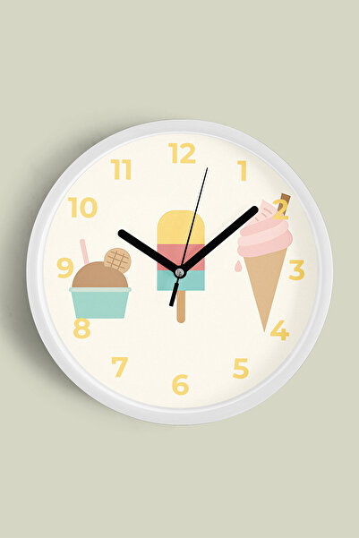 JHAAR Ceas de perete pentru camera copiilor cu design modern, cu înghețată - ...