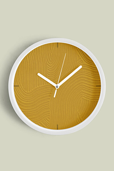 JHAAR Ceas de perete modern cu aspect de ipsos abstract - 42 cm - Carcasă alb...