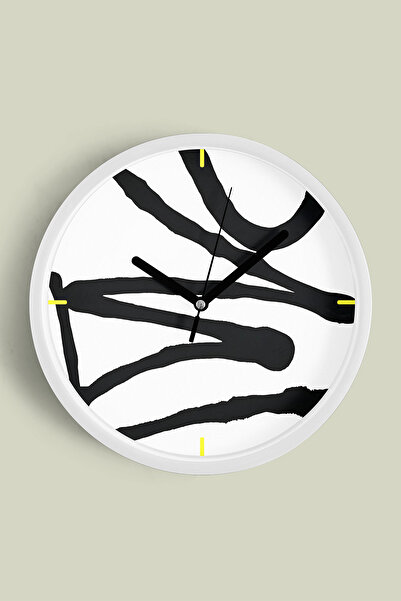 JHAAR Ceas de perete modern cu design abstract - 25 cm - Carcasă albă cu stic...