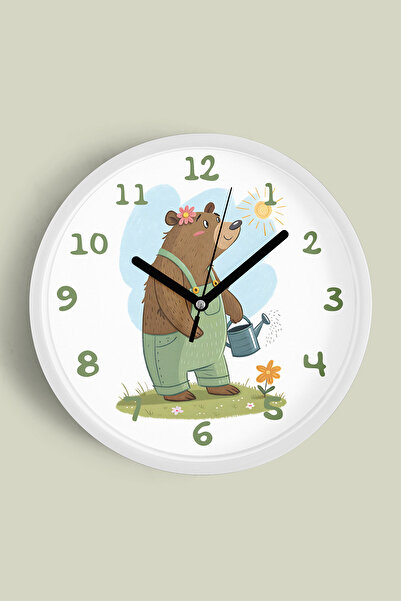 JHAAR Ceas de perete pentru camera copiilor cu ursuleț drăguț - 30 cm - Carca...