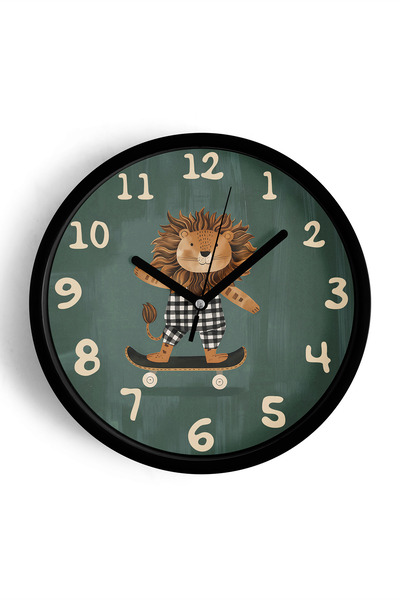 JHAAR Ceas de perete modern pentru camera copiilor cu leu drăguț care face sk...
