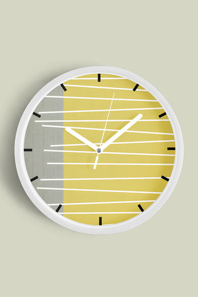 JHAAR Ceas de perete modern cu design abstract - 42 cm - Carcasă albă cu stic...