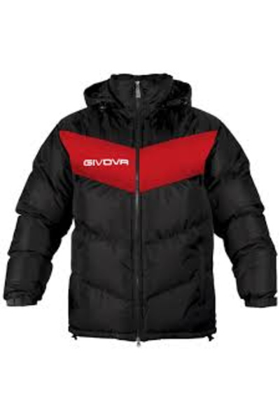 Givova Geaca Lunga Matlasata de Iarna Copii Brand ITALIA , Negru/Rosu, 146-158 cm Marimea XS