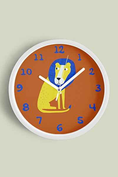 JHAAR Ceas de perete pentru camera copiilor cu design Leu - 42 cm - Carcasă a...