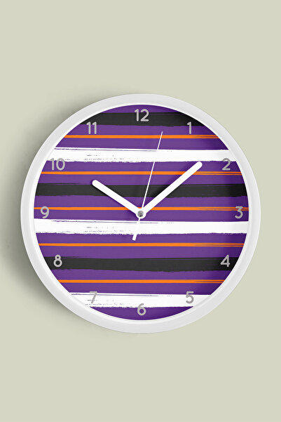 JHAAR ساعة حائط بتصميم عصري مخطط بالألوان - 35 سم - هيكل أبيض مع زجاج أمامي -...