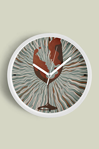 JHAAR ساعة حائط حديثة بتصميم فني لأشكال الوجوه داخل كأس النبيذ - 35 سم - هيكل...