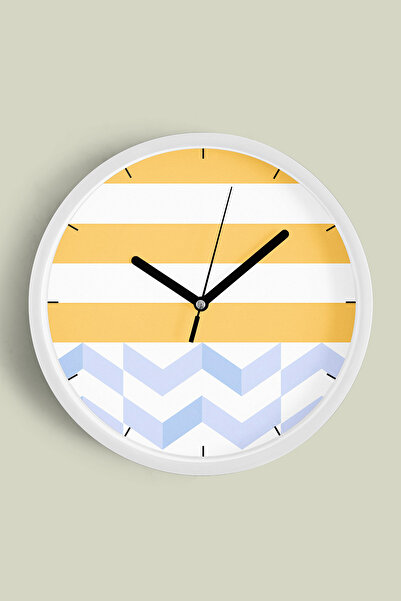 JHAAR Ceas de perete modern cu model geometric - 25 cm - Carcasă albă cu stic...