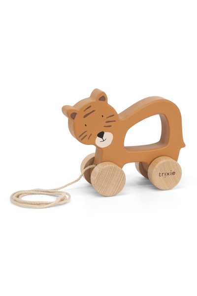 TRIXIE BV Jucărie din lemn cu roți și șnur pentru tras -Mr. Tiger, TRIXIE
