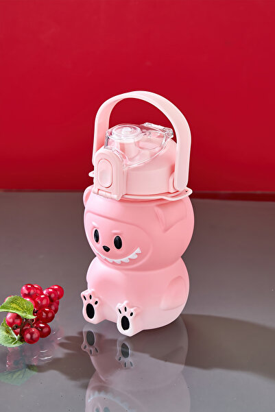 espashome Labubu Water Bottle - 1000 ml Portable with Handle, Straw, Bpa-Free, Lockable and Leak-Proof Lid - Pink