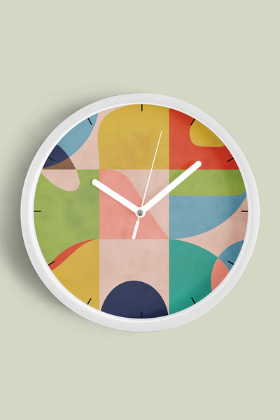 JHAAR Ceas de perete cu design modern, multicolor, abstract - 35 cm - Carcasă...