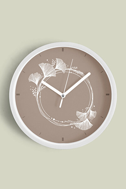 JHAAR Ceas de perete modern cu inel floral minimalist - 35 cm - Carcasă albă ...