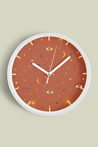 JHAAR Ceas de perete cu design modern Gözcü Gökyüzü - 42 cm - Carcasă albă cu...