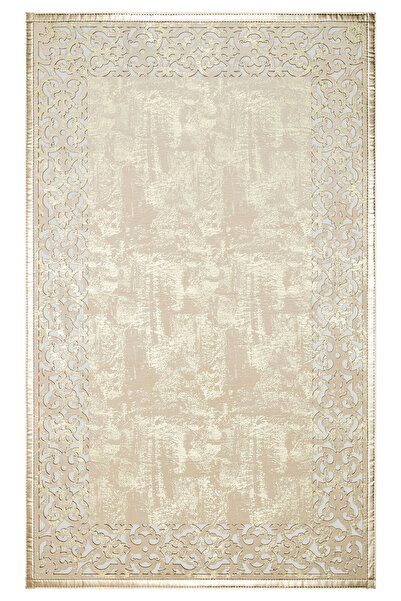 Neşem Halı Boutique Bianca BNC 01 Cream Gold OVAL Klasik ve modern bordürlü ş...