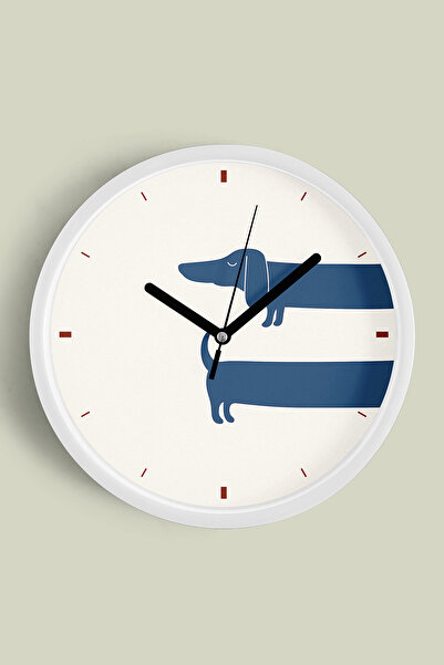 JHAAR Ceas de perete modern cu design câine - 35 cm - Carcasă albă cu sticlă ...