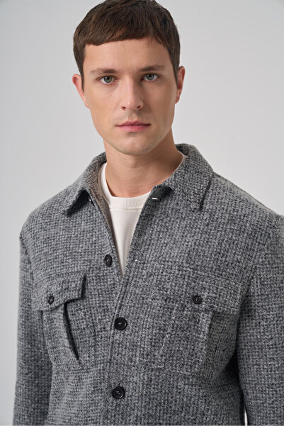 Morven Men's Black Trend Wool Dynamic Fit Shirt Jacket