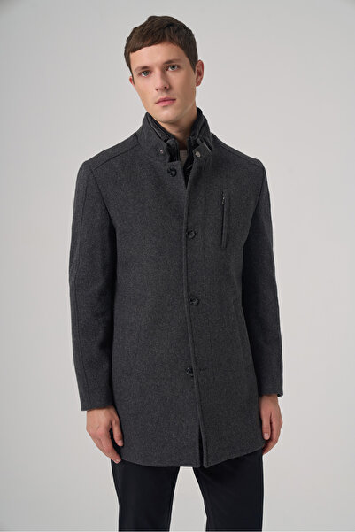 Morven Men's Anthracite Wool Dynamic Fit Kambet Mostra Coat